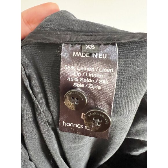 HANNES ROETHER Linen Silk Wide Leg Pants Sz XS 2 Black Minimal Capsule Sustainab - Picture 9 of 10